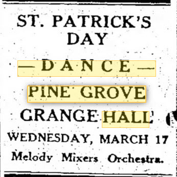 Pine Grove Grange Hall - March 1937 Ad (newer photo)